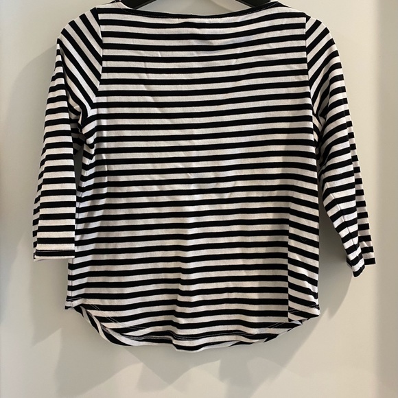 Black and white striped top with mid length sleeve - Picture 2 of 4